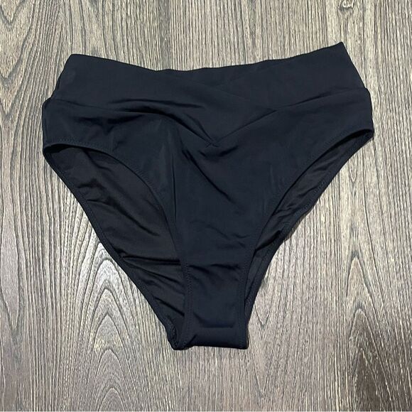NWOT PINK Victoria’s Secret Bikini Bottom High Waist Full Coverage Black Size L - Picture 1 of 4